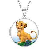 10 styles Cartoon The Lion King Stainless Steel Rainted Phase Box Photo Necklace  Chain Length 60cm  Diameter 2.7cm