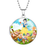 10 styles Snow White Stainless Steel Rainted Phase Box Photo Necklace  Chain Length 60cm  Diameter 2.7cm