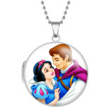 10 styles Snow White Stainless Steel Rainted Phase Box Photo Necklace  Chain Length 60cm  Diameter 2.7cm