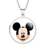 10 styles Cartoon Mickey Mouse Stainless Steel Rainted Phase Box Photo Necklace  Chain Length 60cm  Diameter 2.7cm