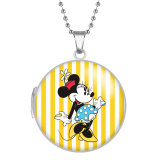 10 styles Mickey Mouse Stainless Steel Rainted Phase Box Photo Necklace  Chain Length 60cm  Diameter 2.7cm