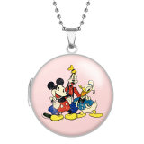 10 styles Mickey Mouse Stainless Steel Rainted Phase Box Photo Necklace  Chain Length 60cm  Diameter 2.7cm