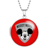10 styles Mickey Mouse Stainless Steel Rainted Phase Box Photo Necklace  Chain Length 60cm  Diameter 2.7cm
