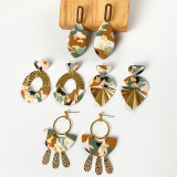 Marble pattern terracotta earrings