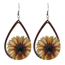 American western pear earrings print sunflower cactus earrings