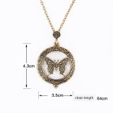 Magnifying Glass Necklace Creative Butterfly Anchor Tree of Life Elephant Pendant