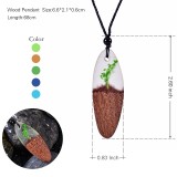 Forest Mist Solid Wood Resin Pendant Necklace