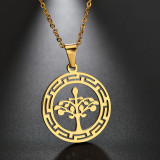 Round Pendant Openwork Tree of Life Stainless Steel Necklace