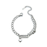 Love Stitching Stainless Steel Chain Bracelet