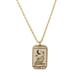 45CM Tarot Card Necklace Star Moon Sun Pendant Necklace Copper Plated Real Gold Clavicle Chain