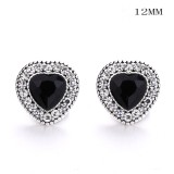 12MM love rhinestones snap silver plated  interchangable snaps jewelry