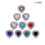 12MM love rhinestones snap silver plated  interchangable snaps jewelry