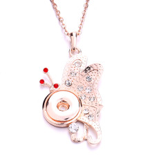 Necklace 80CM chain rose gold Butterfly metal  fit 20MM chunks snap button jewelry