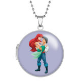 10 styles The Little Mermaid Stainless Steel Rainted Phase Box Photo Necklace  Chain Length 60cm  Diameter 2.7cm