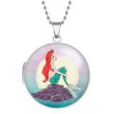 10 styles The Little Mermaid Stainless Steel Rainted Phase Box Photo Necklace  Chain Length 60cm  Diameter 2.7cm