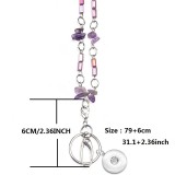Easy pull buckle lanyard necklace purple gravel glass beads lanyard work badge ID necklace fit 20MM chunks snap button jewelry