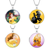 10 styles Beauty and the Beast Belle Stainless Steel Rainted Phase Box Photo Necklace  Chain Length 60cm  Diameter 2.7cm