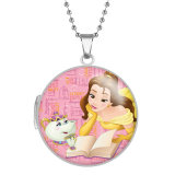 10 styles Beauty and the Beast Belle Stainless Steel Rainted Phase Box Photo Necklace  Chain Length 60cm  Diameter 2.7cm