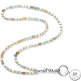 Crystal natural stone lanyard necklace mobile phone key chain necklace fit 20MM chunks snap button jewelry