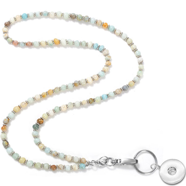 Crystal natural stone lanyard necklace mobile phone key chain necklace fit 20MM chunks snap button jewelry