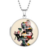 10 styles Beauty and the Beast Belle Stainless Steel Rainted Phase Box Photo Necklace  Chain Length 60cm  Diameter 2.7cm