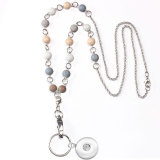 Heathered hand-beaded long lanyard necklace badge keychain necklace fit 20MM chunks snap button jewelry