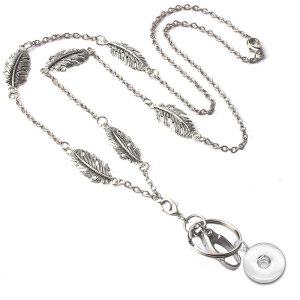 Alloy leaf easy lanyard necklace work card key long necklace fit 20MM chunks snap button jewelry