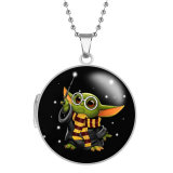 10 styles Star Wars Baby Yoda Stainless Steel Rainted Phase Box Photo Necklace  Chain Length 60cm  Diameter 2.7cm