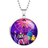 10 styles trolls witch Stainless Steel Rainted Phase Box Photo Necklace  Chain Length 60cm  Diameter 2.7cm