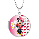 10 styles Mickey Mouse princess Stainless Steel Rainted Phase Box Photo Necklace  Chain Length 60cm  Diameter 2.7cm
