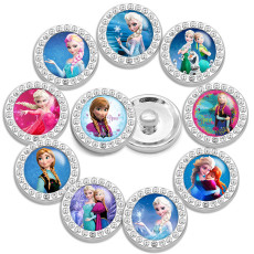 10pcs/lot 20MM glass cartoon rhinestones  design  Metal snap buttons
