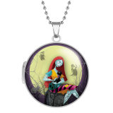 10 styles The Nightmare Before Christmas Stainless Steel Rainted Phase Box Photo Necklace  Chain Length 60cm  Diameter 2.7cm