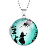 10 styles Alice in Wonderland Stainless Steel Rainted Phase Box Photo Necklace  Chain Length 60cm  Diameter 2.7cm