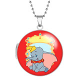 10 styles Mickey Mouse Elephant Stainless Steel Rainted Phase Box Photo Necklace  Chain Length 60cm  Diameter 2.7cm
