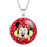 10 styles mickey mouse Stainless Steel Rainted Phase Box Photo Necklace  Chain Length 60cm  Diameter 2.7cm