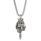 Stainless Steel cross wolf tooth motorcycle hip hop Pendant 70CM chain  Necklace