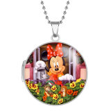 10 styles Mickey Mouse princess Stainless Steel Rainted Phase Box Photo Necklace  Chain Length 60cm  Diameter 2.7cm