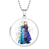 10 styles princess Stainless Steel Rainted Phase Box Photo Necklace  Chain Length 60cm  Diameter 2.7cm