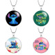 10 styles Lilo Stitch Stainless Steel Rainted Phase Box Photo Necklace  Chain Length 60cm  Diameter 2.7cm