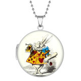 10 styles Alice in Wonderland Stainless Steel Rainted Phase Box Photo Necklace  Chain Length 60cm  Diameter 2.7cm