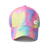 Tie-dye hat cotton empty top hat sunscreen sunshade peaked cap cotton baseball cap fit 18mm snap button jewelry