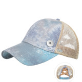 Tie-dye elastic ponytail baseball cap peaked cap sun hat sun hat fit 18mm snap button jewelry