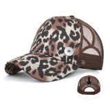 Leopard Print Tiger Print Ponytail Baseball Cap Haircut Cap Peaked Cap Sun Hat fit 18mm snap button jewelry