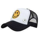Spring/Summer Smiley Sticker Sponge Mesh Baseball Cap fit 18mm snap button jewelry