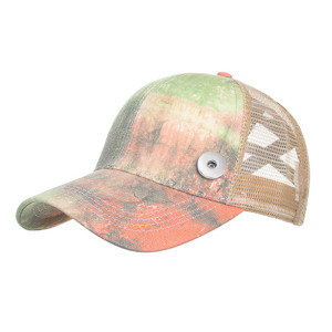 Tie-dye elastic ponytail baseball cap peaked cap sun hat sun hat fit 18mm snap button jewelry