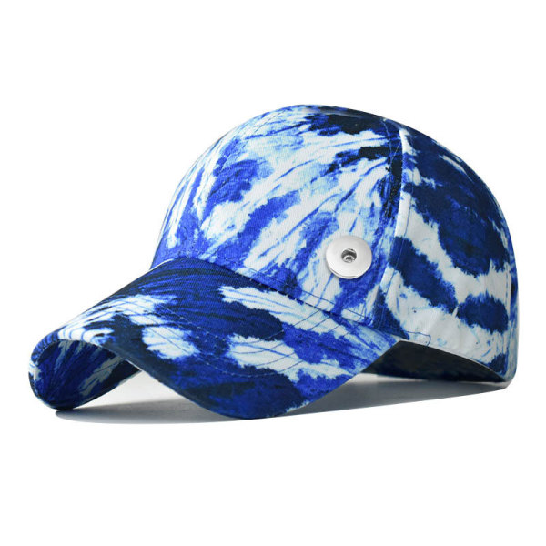 Tie-dye hat cotton empty top hat sunscreen sunshade peaked cap cotton baseball cap fit 18mm snap button jewelry