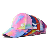 Tie-dye hat cotton empty top hat sunscreen sunshade peaked cap cotton baseball cap fit 18mm snap button jewelry