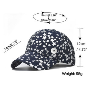 Pentagram print baseball cap men's and women's cotton sunhat fit 18mm snap button jewelry