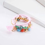 Tree of Life Turquoise Pearl Pendant Multilayer Bracelet