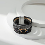 Multi-layer leather strap drop-shaped pendant bracelet Diamond-encrusted horsehair accessory bracelet